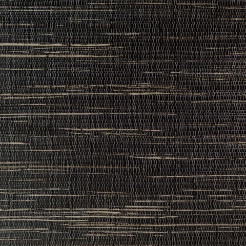 Meilin Midnight Black Natural Grasscloth Wallpaper