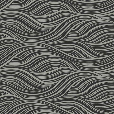 Melody Sleepy Owlet Modern Abstract Waves Wallpaper