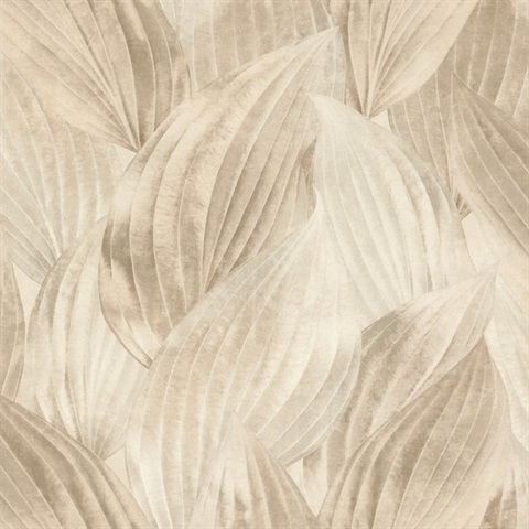 Melora Beige Leaf Wallpaper