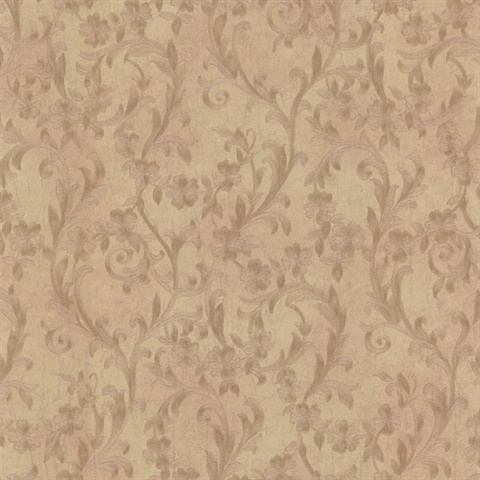Mena Brass Floral Scroll Texture
