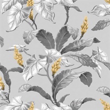 Meridian Parade Grey Tropical Leaves Wallpaper