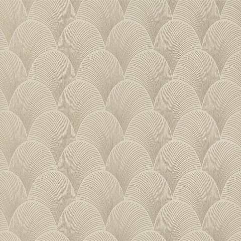 Metallic Beige Gold Scallop Textured Wallpaper