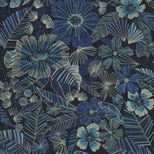 Metallic Bloom Beautiful Blue Peel and Stick Wallpaper
