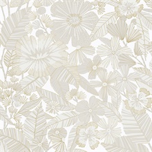 Metallic Bloom Chantilly White Peel and Stick Wallpaper