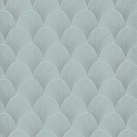 Metallic Blue Pearl Scallop Textured Wallpaper