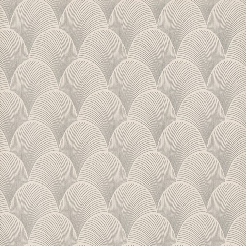 Metallic Cream Scallop Textured Wallpaper