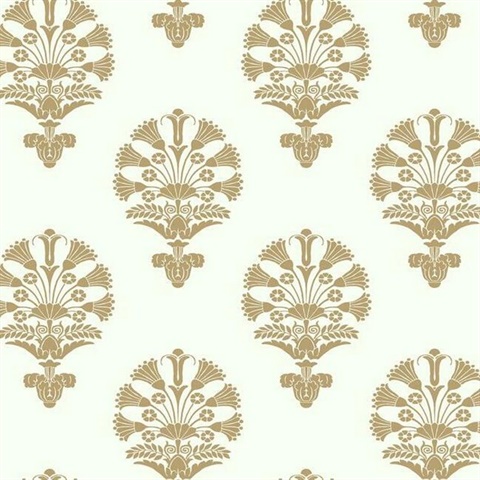 Metallic Gold Luxor Medallion Traditional Wallpaper