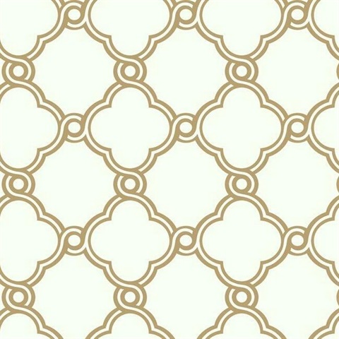 Metallic Gold Open Trellis Prepasted Wallpaper