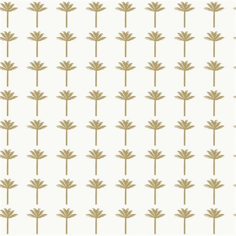 Metallic Gold Palm Bay Wallpaper