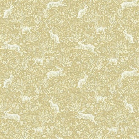 Metallic Gold & White Fable Rabit & Squirrel Animal Print Rifle Paper 