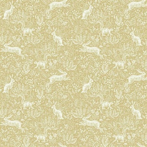 Metallic Gold & White Fable Rabit & Squirrel Animal Print Rifle Paper 