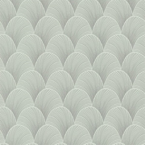 Metallic Light Green Scallop Textured Wallpaper