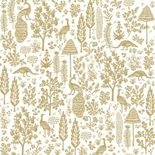 Metallic & Off-White Menagerie Toile Wallpaper