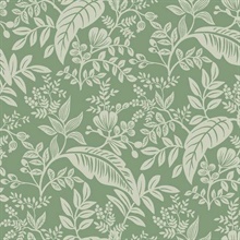 Metallic Silver & Green Canopy Flowers and Leaves Rifle Paper Wallpape
