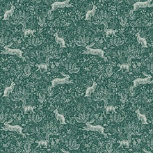 Metallic Silver & Green Fable Rabit & Squirrel Animal Print Rifle Pape