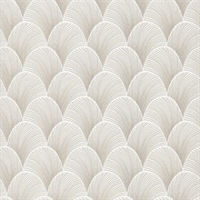 Metallic White Gold Scallop Textured Wallpaper