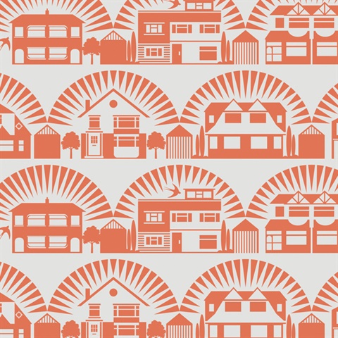 Metroland - Harvest Orange colourway wallpaper