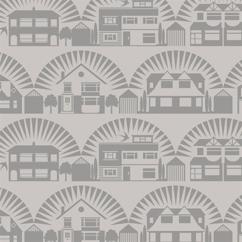 Metroland - Stone colourway wallpaper