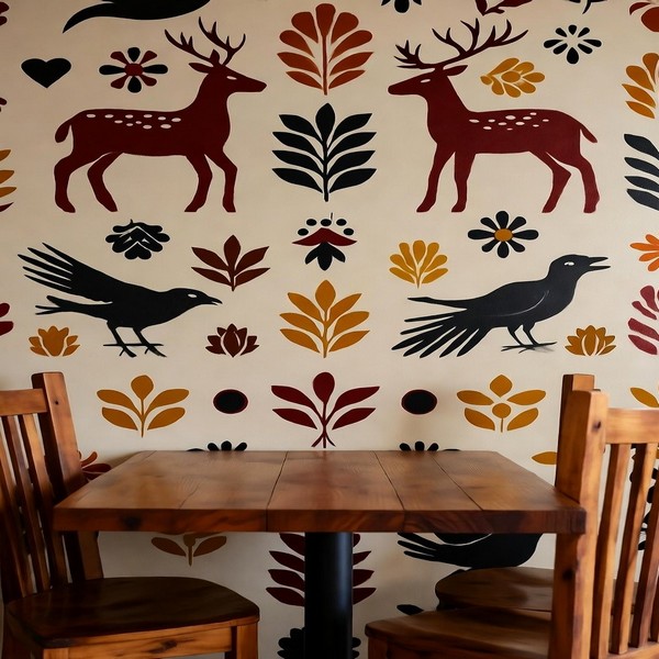 Mexican Amate Paper Commercial Wallpaper