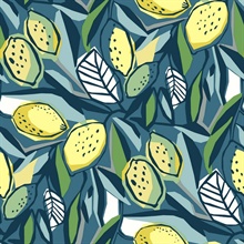 Meyer Blue Citrus Floral Wallpaper
