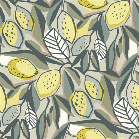Meyer Chartreuse Citrus Floral Wallpaper