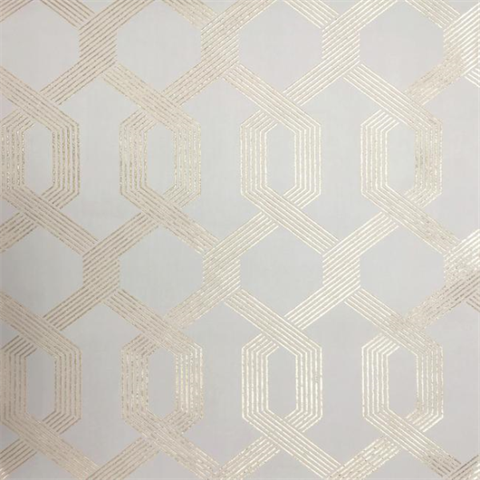 Light Grey & Silver Viva Modern Trellis Metallic Wallpaper