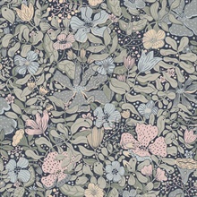 Midsommar Dark Blue Scandinavia Floral &amp; Leaf Wallpaper