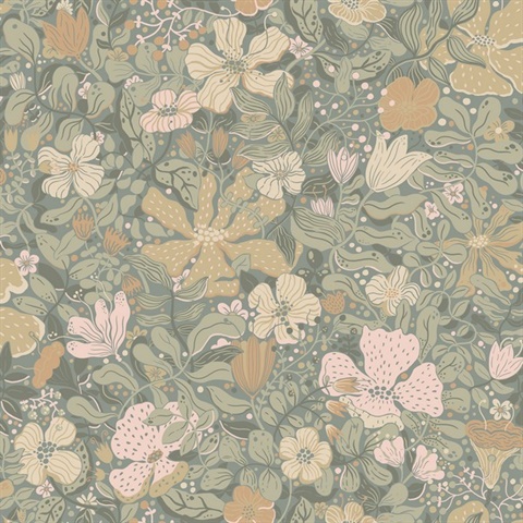 Midsommar Grey Scandinavia Floral & Leaf Wallpaper