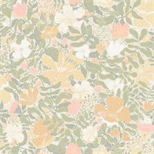 Midsommar Pastel Scandinavia Floral &amp; Leaf Wallpaper