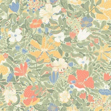 Midsommar Sage Scandinavia Floral &amp; Leaf Wallpaper