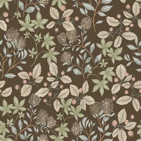 Mildred Espresso Botanical Trail Wallpaper