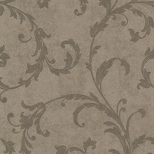 Milton Brown Shimmer Scroll Wallpaper