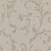 Milton Light Brown Shimmer Scroll Wallpaper