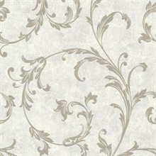 Milton Pewter Shimmer Scroll Wallpaper