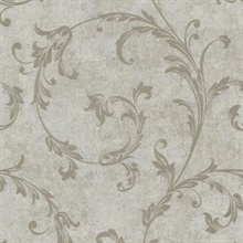 Milton Taupe Shimmer Scroll Wallpaper