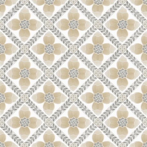 Mimi Neutral Quilted Floral Peel & Stick Wallpaper