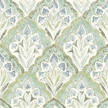 Mimir Aquamarine Quilted Damask Wallpaper