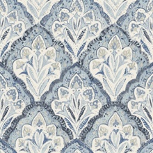 Mimir Blue Quilted Damask Wallpaper