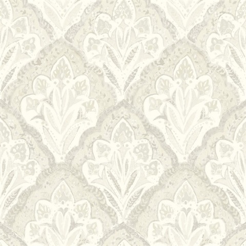 Mimir Dove Quilted Damask Wallpaper