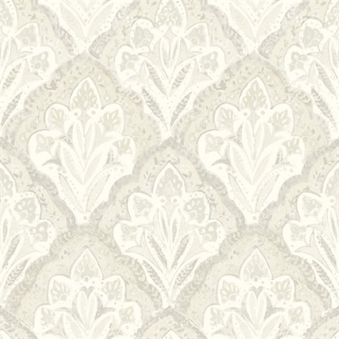 Mimir Dove Quilted Damask Wallpaper