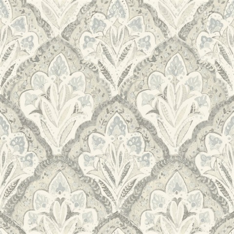 Mimir Grey Quilted Damask Wallpaper