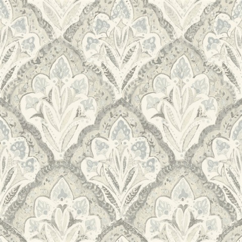 Mimir Grey Quilted Damask Wallpaper