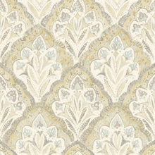Mimir Mustard Quilted Damask Wallpaper
