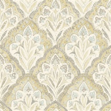 Mimir Mustard Quilted Damask Wallpaper