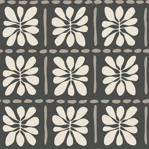 Mimosa Fleur Carbon Black Wallpaper