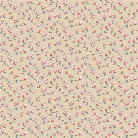 Mini Magnolia Beige Wallpaper