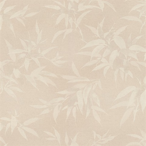 Minori Beige Neutral Textured Leaves Wallpaper