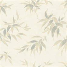 Minori White Neutral Textured Leaves Wallpaper