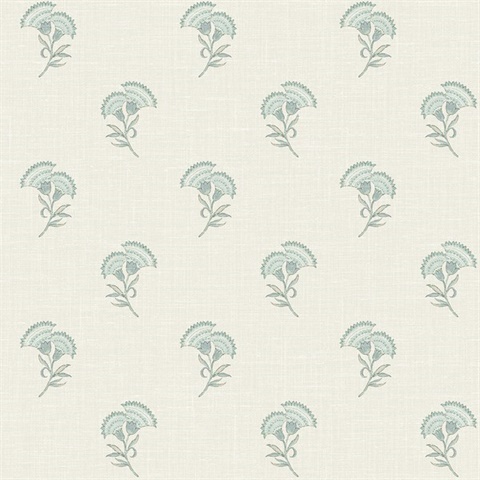 Minty Meadow & French Grey Small Lotus Branch Floral Wallpaper