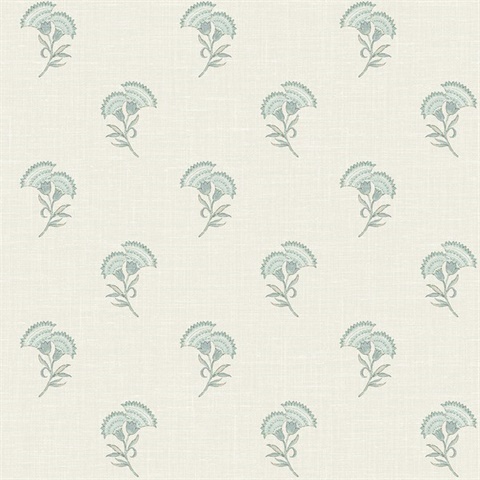 Minty Meadow & French Grey Small Lotus Branch Floral Wallpaper